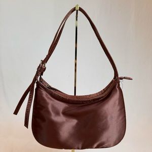 brown satin shoulder bag
